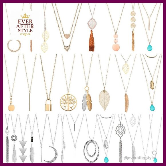 Statement Y-Necklace Set 30 Pcs Long Pendant Layered Chic Minimal Elegant